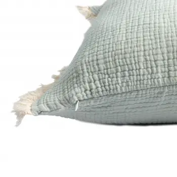 20" X 20" Aqua Blue And Cream 100% Cotton Zippered Pillow