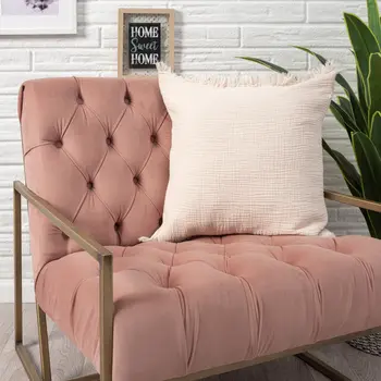 20" X 20" Peach And Cream 100% Cotton Zippered Pillow