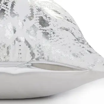 20" X 20" White And Silver 100% Cotton Animal Print Zippered Pillow