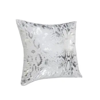 20" X 20" White And Silver 100% Cotton Animal Print Zippered Pillow