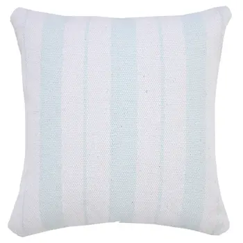 20" X 20" Bright Blue And White 100% Cotton Coastal Zippered Pillow