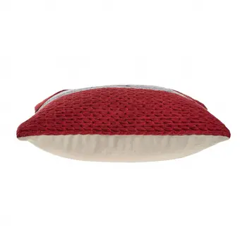 20" Blue And Red Cotton Striped Throw Pillow
