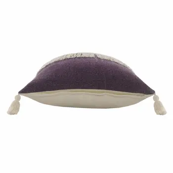 20" X 20" Purple And Off-White 100% Cotton Zippered Pillow
