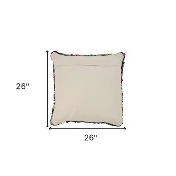 26" X 26" Red Green Blue Yellow Orange And Pink Natural Striped Zippered Pillow