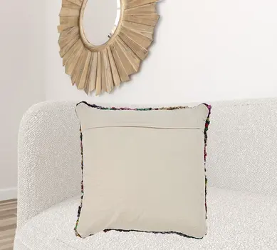 26" X 26" Red Green Blue Yellow Orange And Pink Natural Striped Zippered Pillow