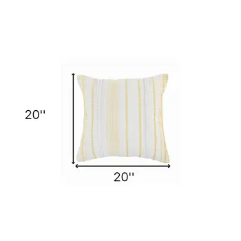20" Yellow and White Throw Pillow