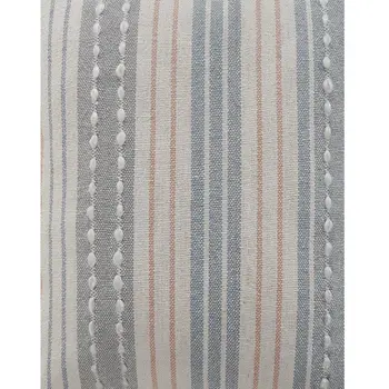 20" X 20" White Blue Gray And Tan 100% Cotton Striped Zippered Pillow
