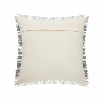 20" X 20" Gray White And Pink 100% Cotton Striped Zippered Pillow