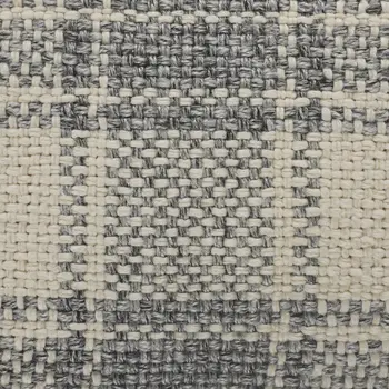 20" X 20" White And Gray-Blue Polyester Plaid Zippered Pillow