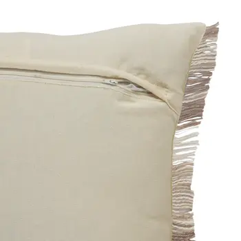 20" X 20" Cream Tan And Beige 100% Cotton Striped Zippered Pillow