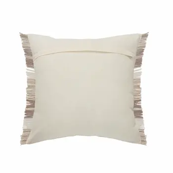 20" X 20" Cream Tan And Beige 100% Cotton Striped Zippered Pillow