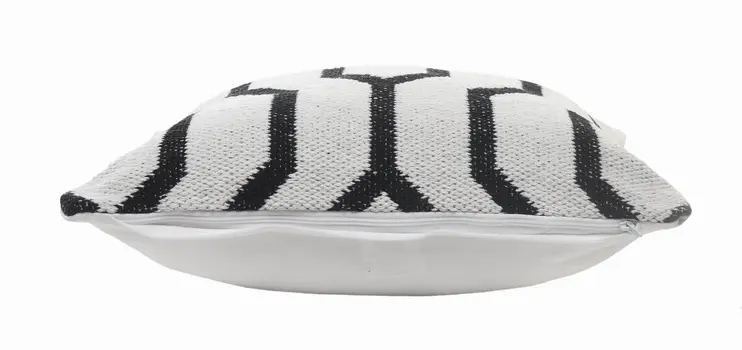 20" Black And White Cotton Geometric Throw Pillow