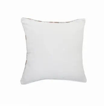 20" X 20" Tan And White 100% Cotton Geometric Zippered Pillow