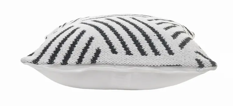 20" Black And White Cotton Geometric Throw Pillow