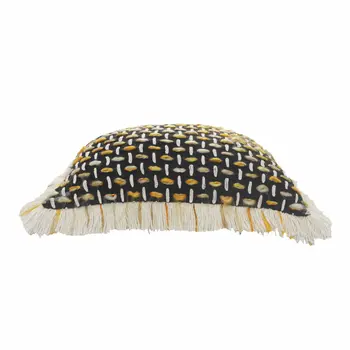 20" X 20" Black Gold And White Polyester And Cotton Blend Geometric Zippered Pillow