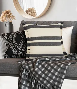 20" Gray and White Throw Pillow