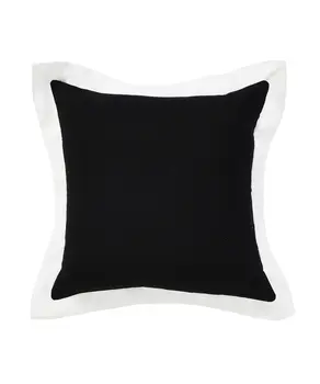 20" Black And White Cotton Geometric Throw Pillow