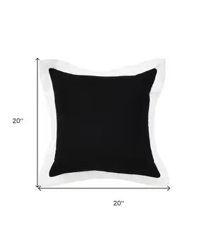 20" Black And White Cotton Geometric Throw Pillow