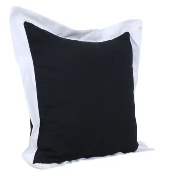 20" Black And White Cotton Geometric Throw Pillow
