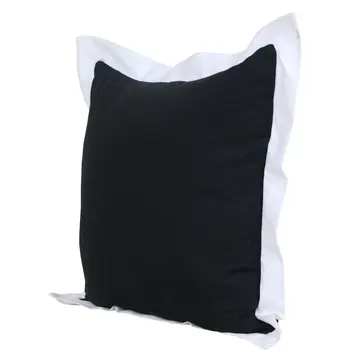 20" Black And White Cotton Geometric Throw Pillow