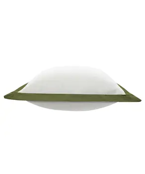 20" X 20" White And Moss Green 100% Cotton Geometric Zippered Pillow