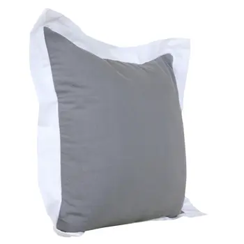 20" X 20" Gray And White 100% Cotton Geometric Zippered Pillow
