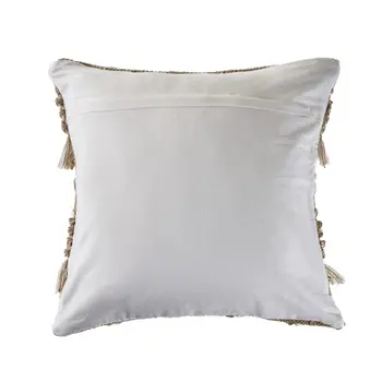 20" X 20" Beige And White Polyester Geometric Zippered Pillow