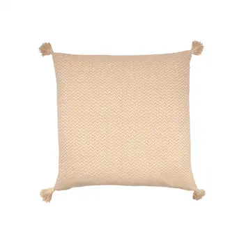 30" X 30" Beige And Cream 100% Cotton Chevron Zippered Pillow