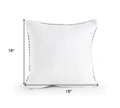 18" X 18" Black And White 100% Cotton Geometric Zippered Pillow