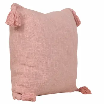 20" Light Pink Cotton Throw Pillow with Tassels