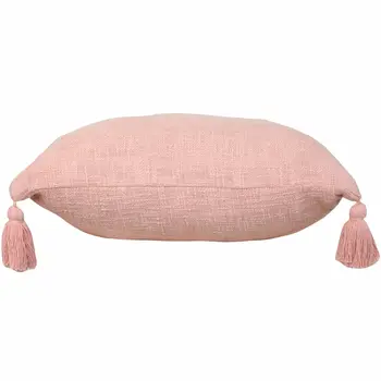 20" Light Pink Cotton Throw Pillow with Tassels