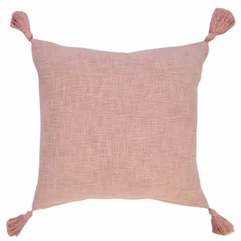 20" Light Pink Cotton Throw Pillow with Tassels
