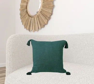 20" X 20" Emerald Green 100% Cotton Zippered Pillow