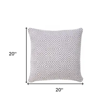 20" Gray And White Cotton Diamond Throw Pillow