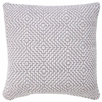 20" Gray And White Cotton Diamond Throw Pillow