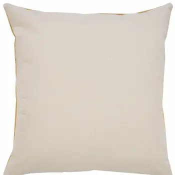 20" X 20" Yellow And White 100% Cotton Striped Zippered Pillow