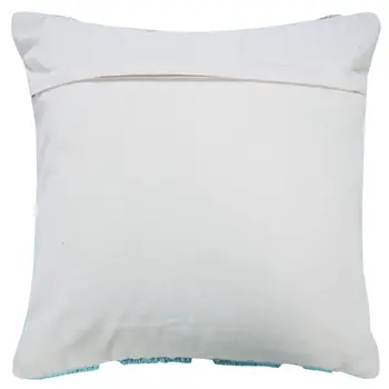 20" X 20" Bright Blue And Off-White 100% Cotton Geometric Zippered Pillow