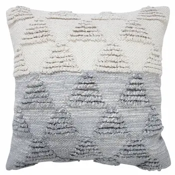 20" X 20" Heathered Gray And Off-White 100% Cotton Geometric Zippered Pillow