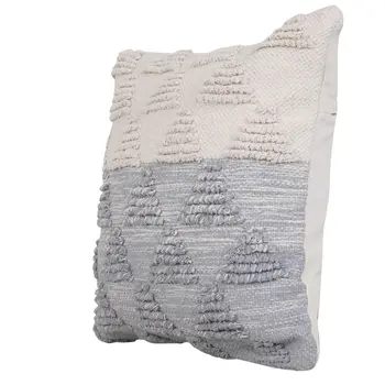 20" X 20" Heathered Gray And Off-White 100% Cotton Geometric Zippered Pillow
