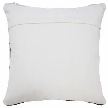 20" X 20" Black And Off-White 100% Cotton Geometric Zippered Pillow