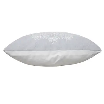 20" X 20" Pale Gray And White 100% Cotton Geometric Zippered Pillow