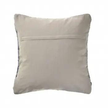 20" X 20" Blue And Ivory 100% Cotton Chevron Zippered Pillow