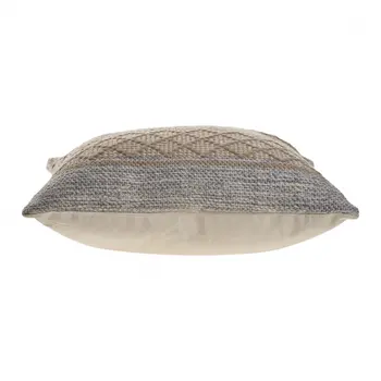 20" Beige And Gray Cotton Geometric Throw Pillow