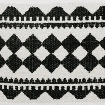 20" X 20" Black And White 100% Cotton Geometric Zippered Pillow