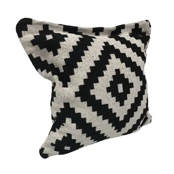 24" Black and White Throw Pillow