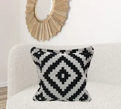 24" Black and White Throw Pillow