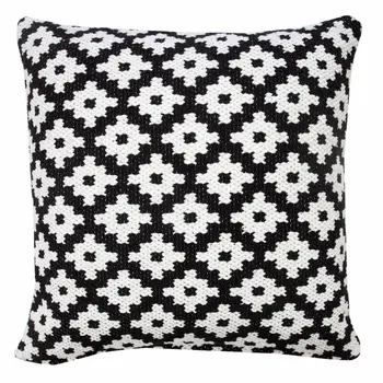 20" Black And White Cotton Geometric Throw Pillow