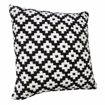 20" Black And White Cotton Geometric Throw Pillow