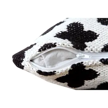 20" X 20" White And Black 100% Cotton Geometric Zippered Pillow
