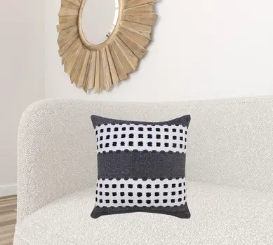 20" Black Gray and White Throw Pillow